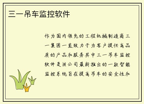 三一吊车监控软件