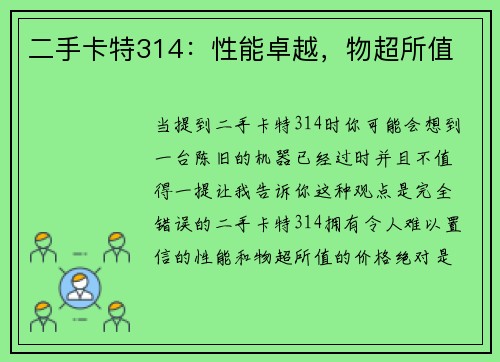 二手卡特314：性能卓越，物超所值